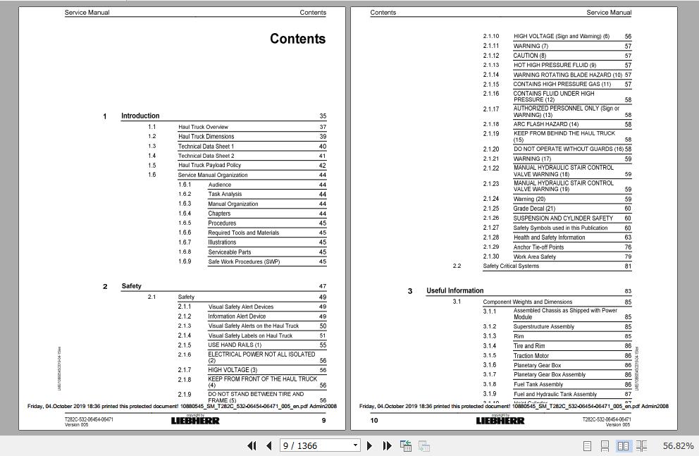 Liebherr Mining Haul Truck T282C 532 06454 06471 Service ManualsEN 2HLySf