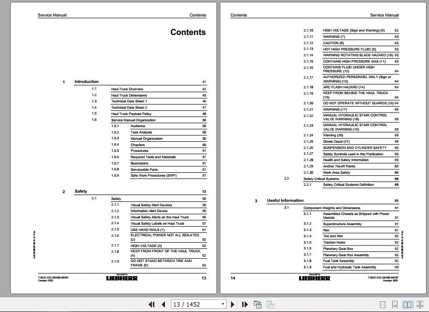 Liebherr Mining Haul Truck T282C 532 06486 06487 Service ManualsEN 2