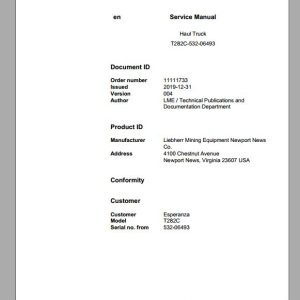 Liebherr Mining Haul Truck T282C 532 06493 Service ManualsEN 1