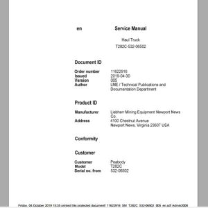 Liebherr Mining Haul Truck T282C 532 06502 Service ManualsEN 1