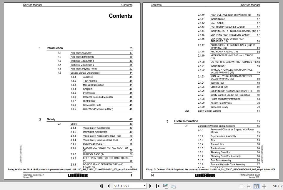 Liebherr Mining Haul Truck T282C 532 06505 06512 Service ManualsEN 2FVqSO