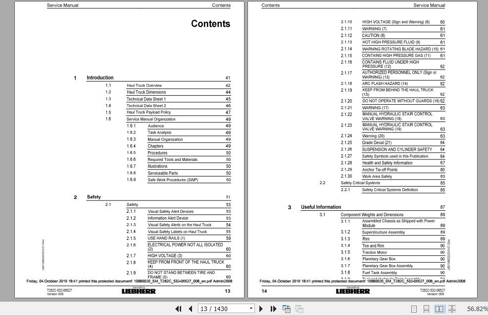 Liebherr Mining Haul Truck T282C 532 06527 Service ManualsEN 21b3wJ
