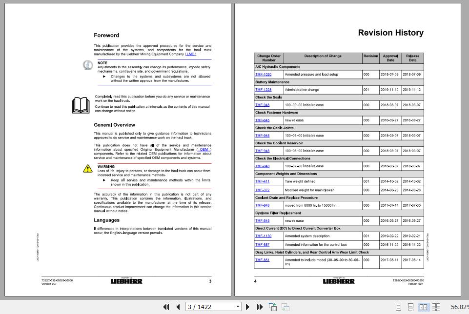 Liebherr Mining Haul Truck T282C 532 06563 06566 Service ManualsEN 2