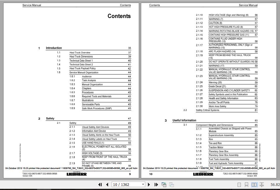 Liebherr Mining Haul Truck T282C 532 06570 06577532 06585 06590 Service ManualsEN 2