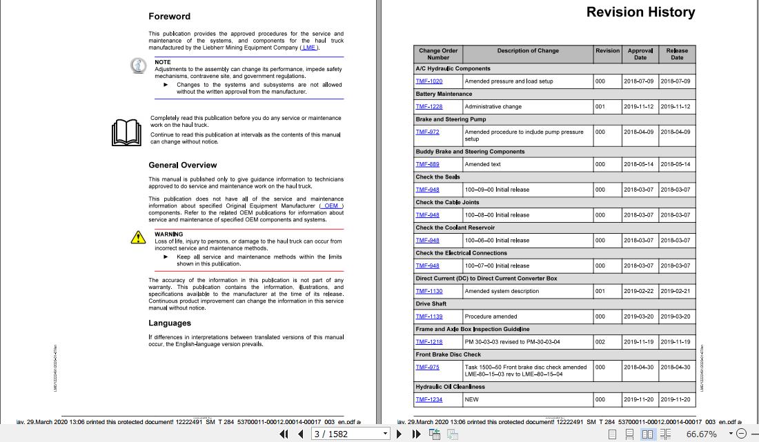 Liebherr Mining Haul Truck T284 532 06435 06436 Service ManualsEN 2