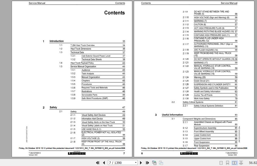 Liebherr Mining Haul Truck T284 53700013 Service ManualsEN 2YpJaH