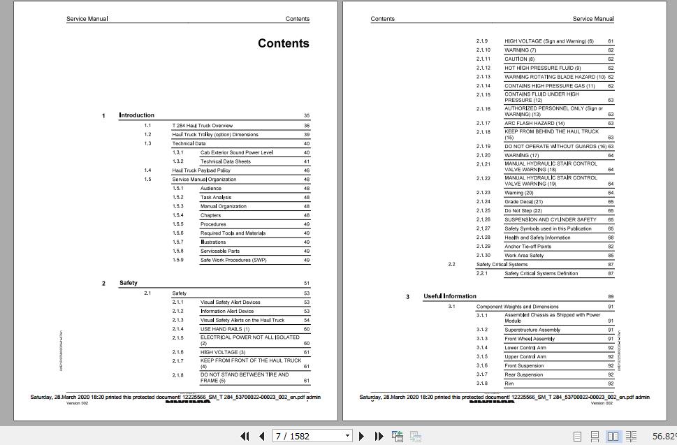 Liebherr Mining Haul Truck T284 53700022 00023 Service ManualsEN 2