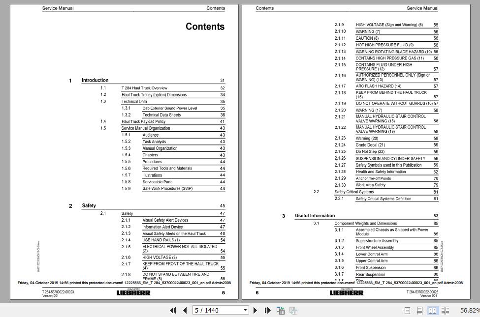 Liebherr Mining Haul Truck T284 53700022 00023 Service ManualsEN 2m4icF