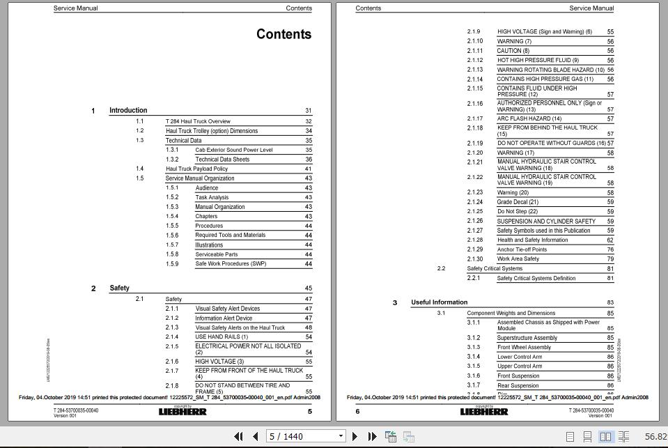 Liebherr Mining Haul Truck T284 53700035 00040 Service ManualsEN 2pyidH
