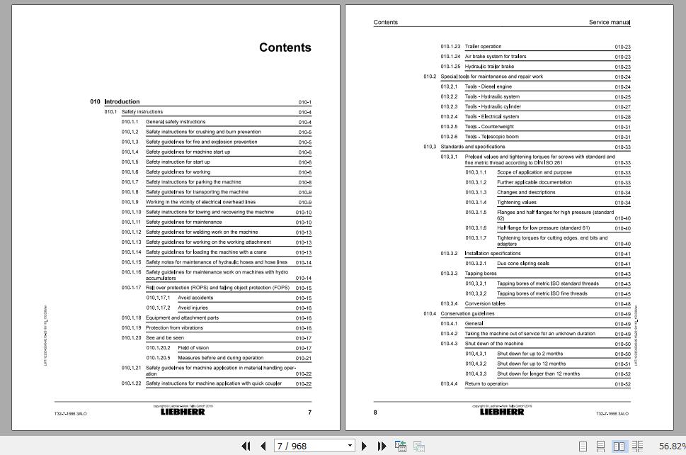 Liebherr Telescopic Handler T32 716663A Service ManualsEN 2