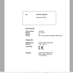 Liebherr Telescopic Handler T32 716664F Service ManualsEN 1