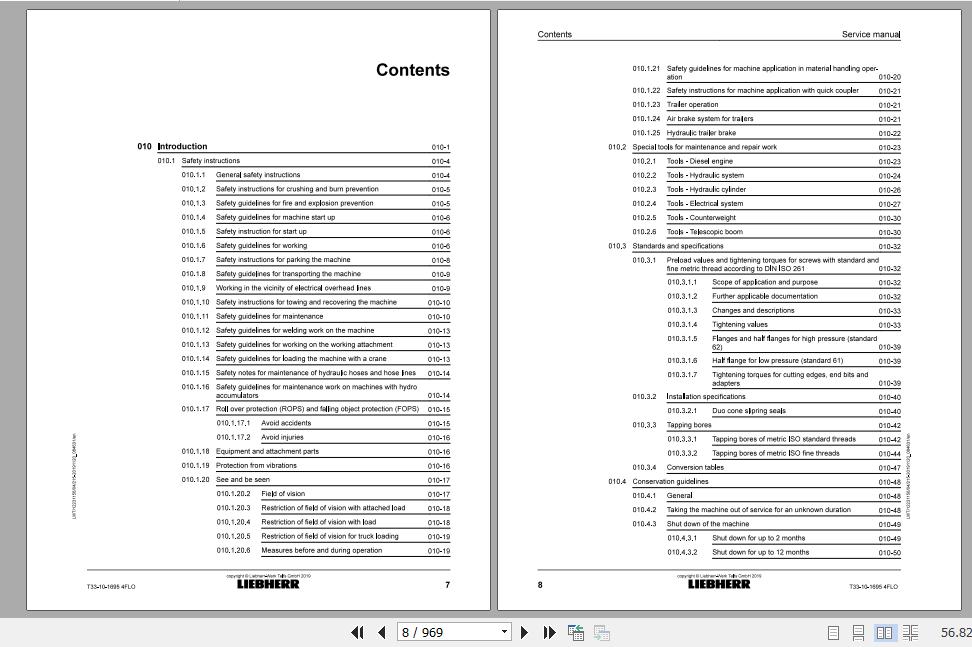 Liebherr Telescopic Handler T33 1016954F Service ManualsEN 2