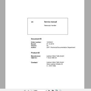 Liebherr Telescopic Handler T35 616803A Service ManualsEN 1