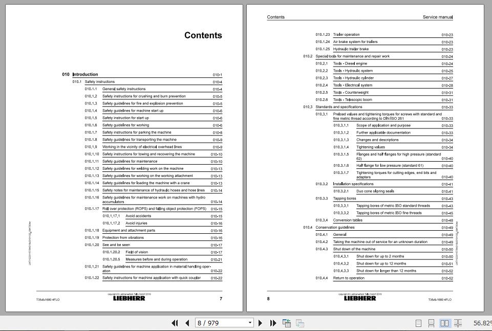 Liebherr Telescopic Handler T35 616804F Service ManualsEN 2