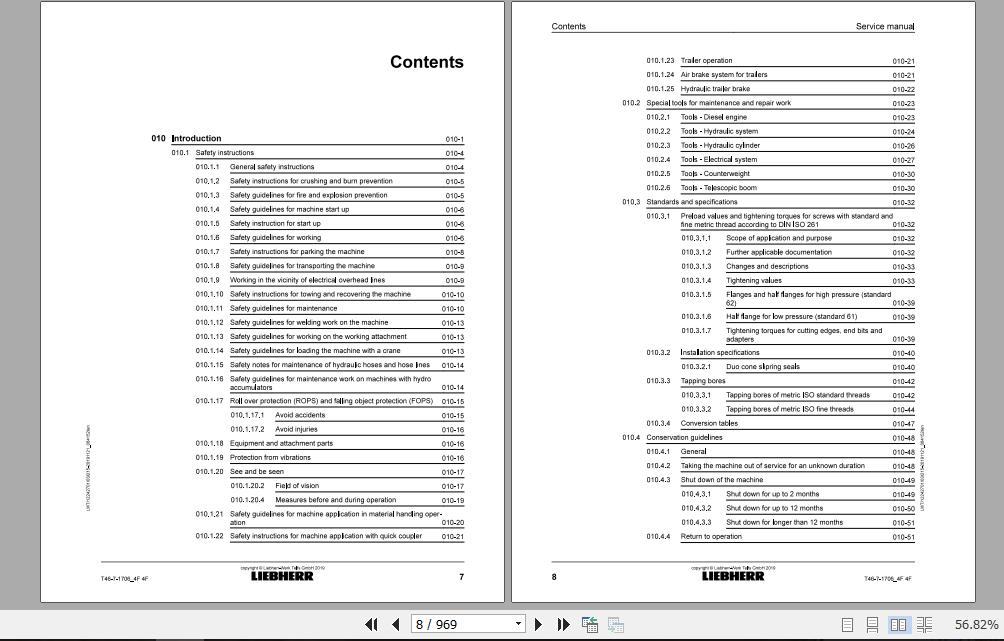 Liebherr Telescopic Handler T46 717064FS Service ManualsEN 2