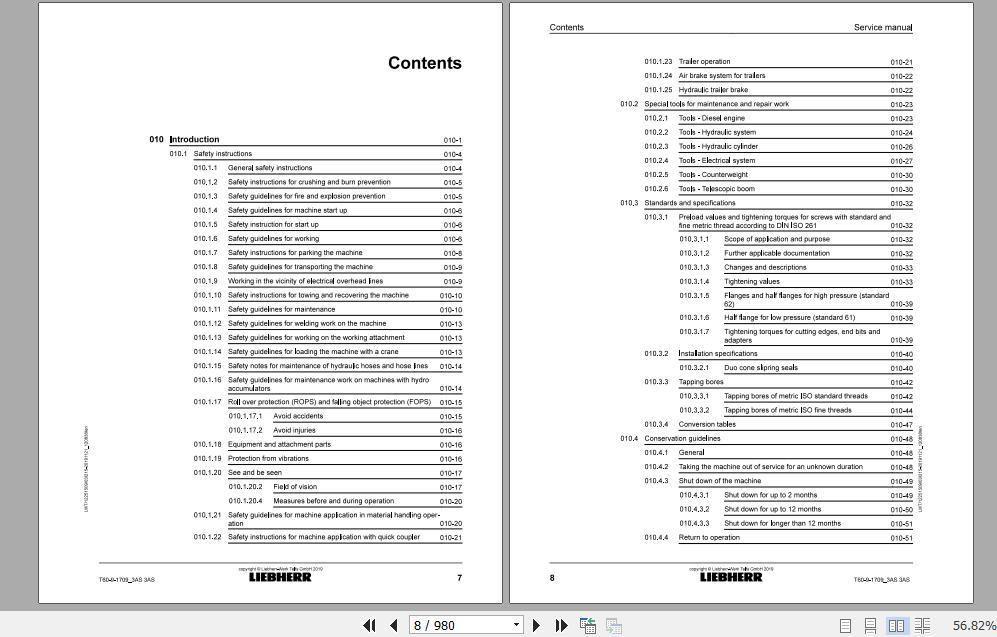 Liebherr Telescopic Handler T60 917093AS Service ManualsEN 2