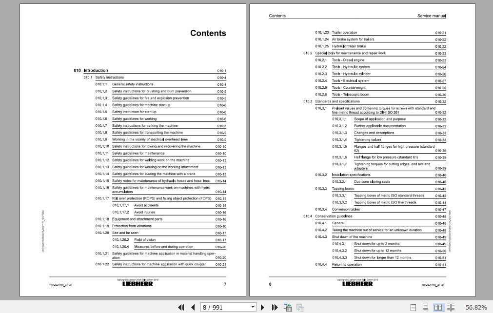 Liebherr Telescopic Handler T60 917094FS Service ManualsEN 2