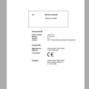 Liebherr Telescopic Handler Tier 3 T35 616804FS Service ManualsEN 1