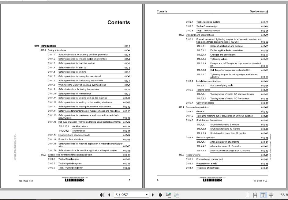 Liebherr Telescopic Handler Tier 3 T35 616804F Service ManualsEN 2