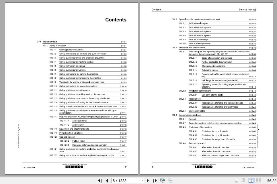 Liebherr Telescopic Handler Tier 3 T36 716673AS Service ManualsEN 2