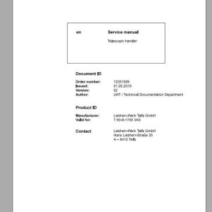 Liebherr Telescopic Handler Tier 3 T60 917093AS Service ManualsEN 1