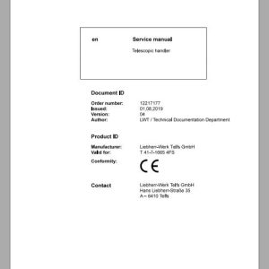 Liebherr Telescopic Handler Tier 4F T41 716654FS Service ManualsEN 1