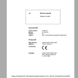 Liebherr Telescopic Handler Tier 4F T46 717064FS Service ManualsEN 1