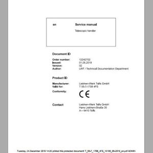 Liebherr Telescopic Handler Tier 4F T55 717084FS Service ManualsEN 1