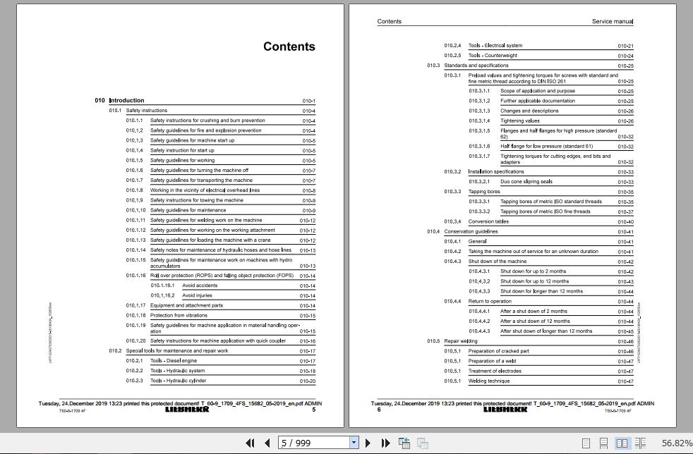 Liebherr Telescopic Handler Tier 4F T60 917094FS Service ManualsEN 2