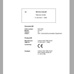 Liebherr Telescopic Handler Tier 4F TL43616207 Service ManualsEN 1