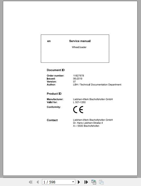 Liebherr Wheel Loader L507 1260 Service ManualsEN 1