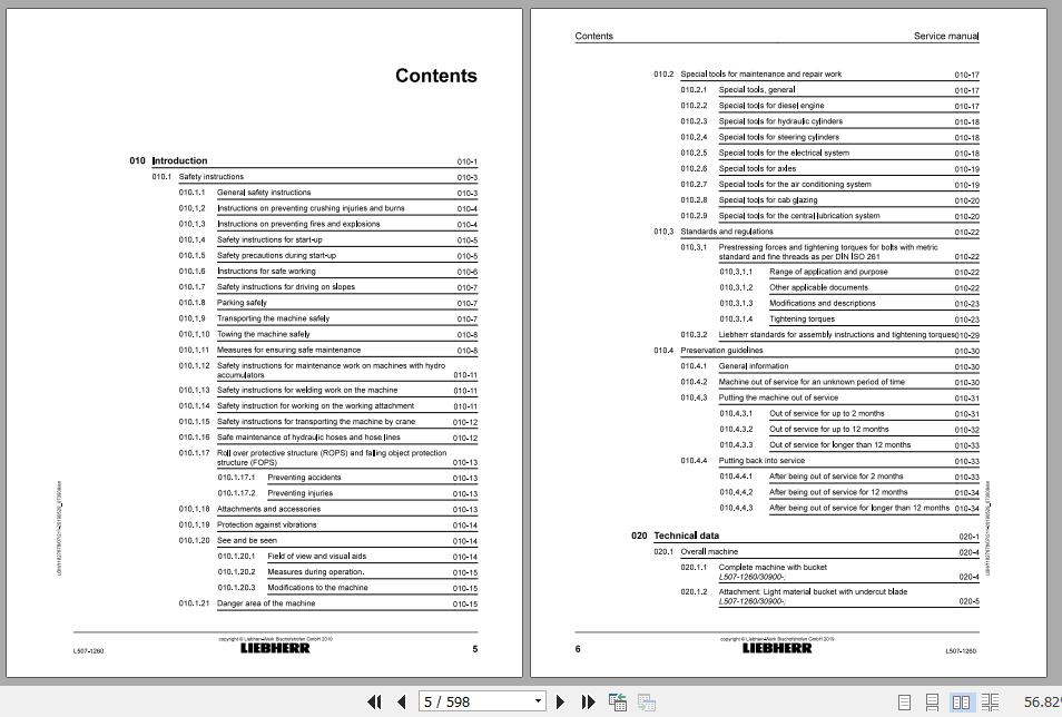Liebherr Wheel Loader L507 1260 Service ManualsEN 2