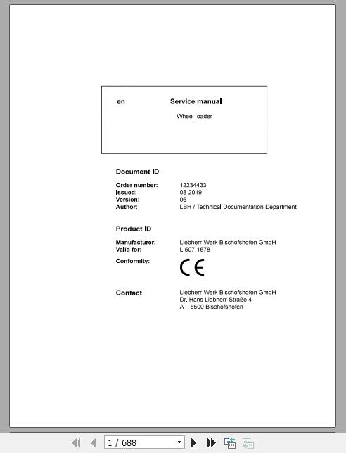 Liebherr Wheel Loader L507 1578 Service ManualsEN 1