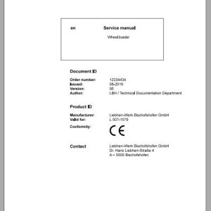 Liebherr Wheel Loader L507 1579 Service ManualsEN 1