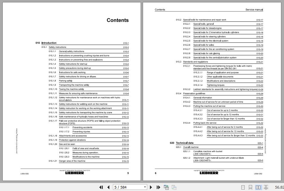 Liebherr Wheel Loader L509 1262 Service ManualsEN 2