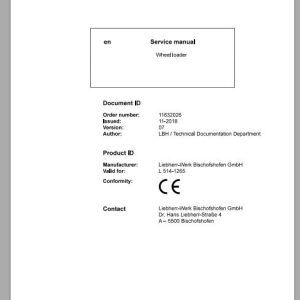 Liebherr Wheel Loader L514 1265 Service ManualsEN 1