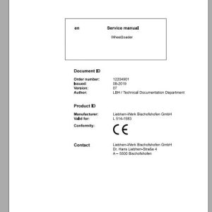 Liebherr Wheel Loader L514 1583 Service ManualsEN 1