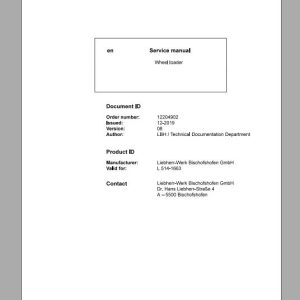 Liebherr Wheel Loader L514 1663 Service Manuals EN 1 1