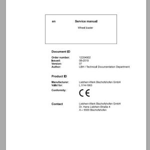 Liebherr Wheel Loader L514 1663 Service ManualsEN 1