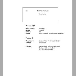 Liebherr Wheel Loader L518 1655 Service Manuals EN 1