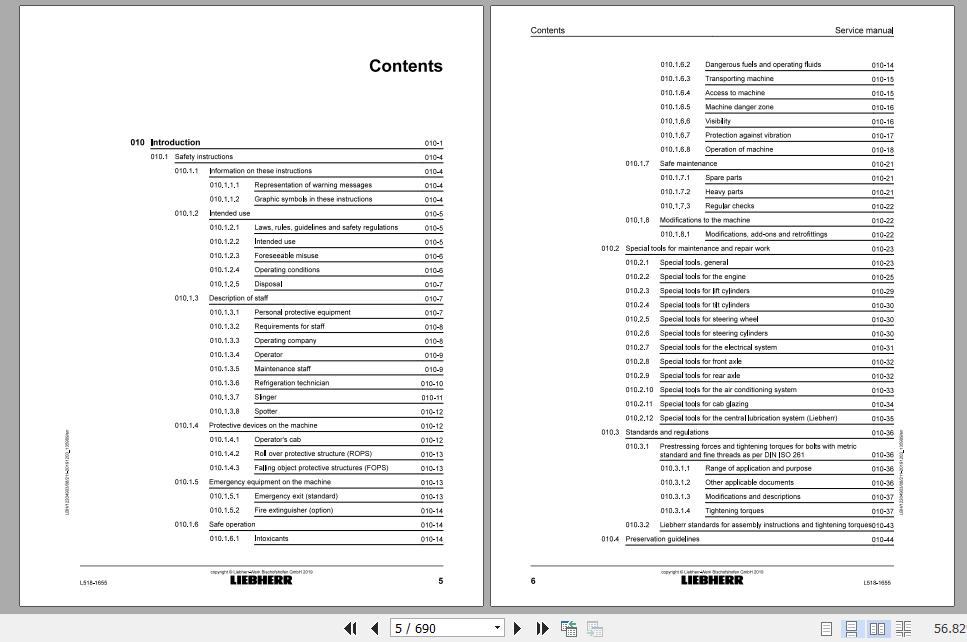 Liebherr Wheel Loader L518 1655 Service Manuals EN 2 1
