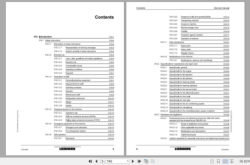 Liebherr Wheel Loader L518 1664 Service Manuals EN 2
