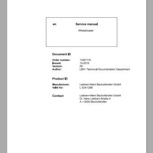 Liebherr Wheel Loader L524 1266 Service Manuals EN 1