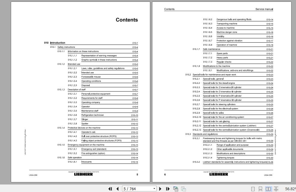 Liebherr Wheel Loader L524 1266 Service Manuals EN 2