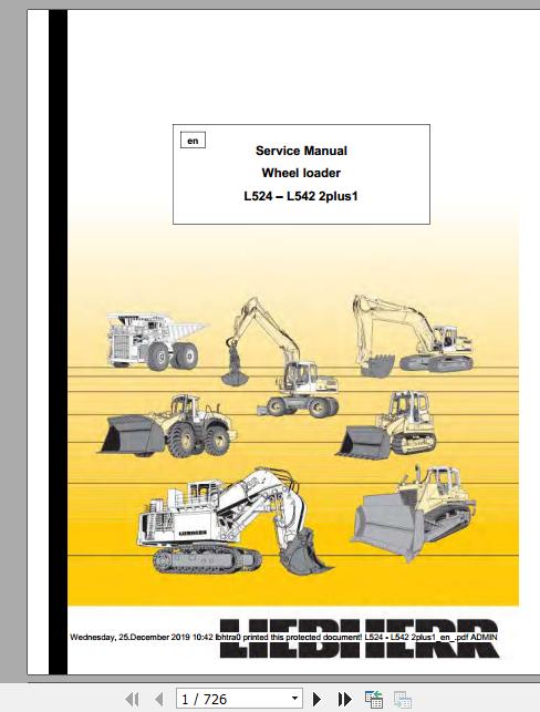 Liebherr Wheel Loader L524 L542 2plus1 Service ManualsEN 1