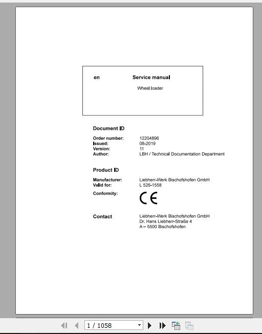 Liebherr Wheel Loader L526 1558 Service ManualsEN 1