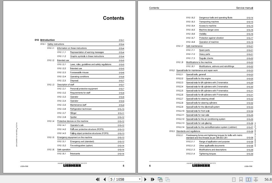Liebherr Wheel Loader L526 1558 Service ManualsEN 2