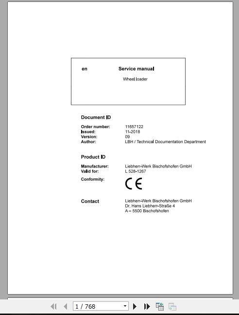 Liebherr Wheel Loader L528 1267 Service ManualsEN 1