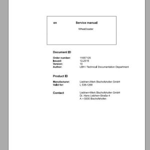 Liebherr Wheel Loader L538 1268 Service ManualsEN 1
