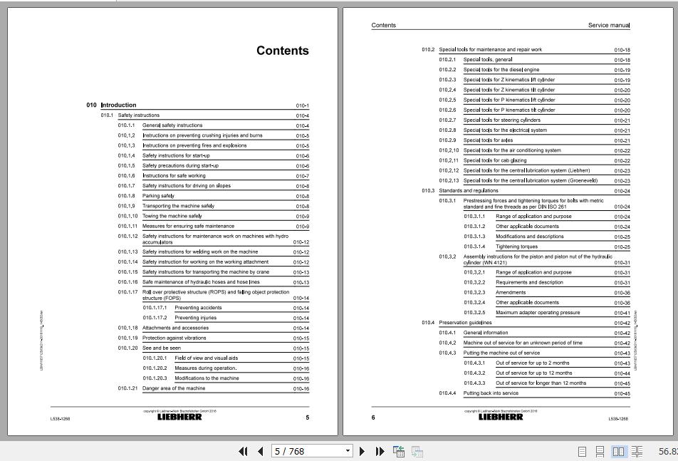 Liebherr Wheel Loader L538 1268 Service ManualsEN 2 1